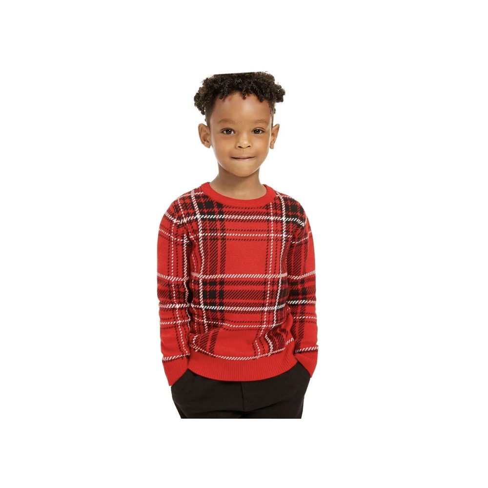 Charter Club Little Boys Red‎ Plaid Family Sweater, Size 6